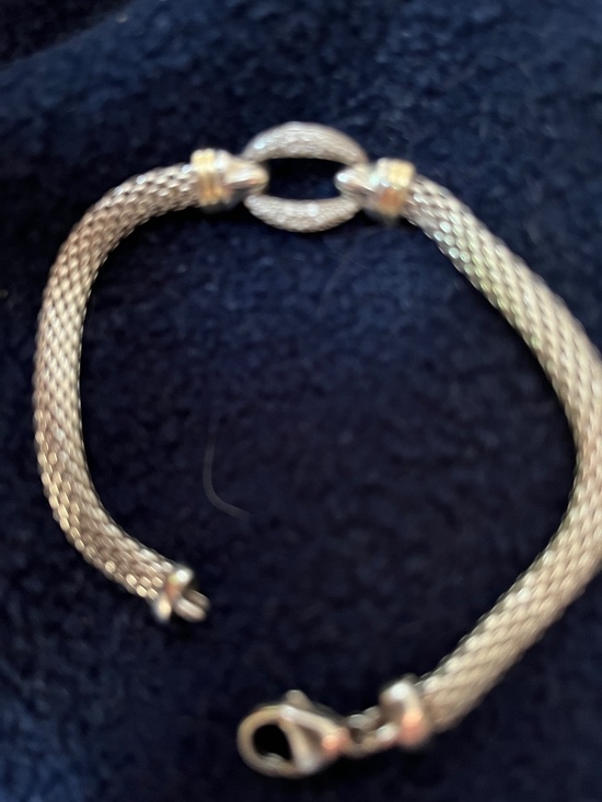 Handmade Sterling Silver Bracelet with Pink Tourmaline and  Sterling Silver Bracelet with gold accents